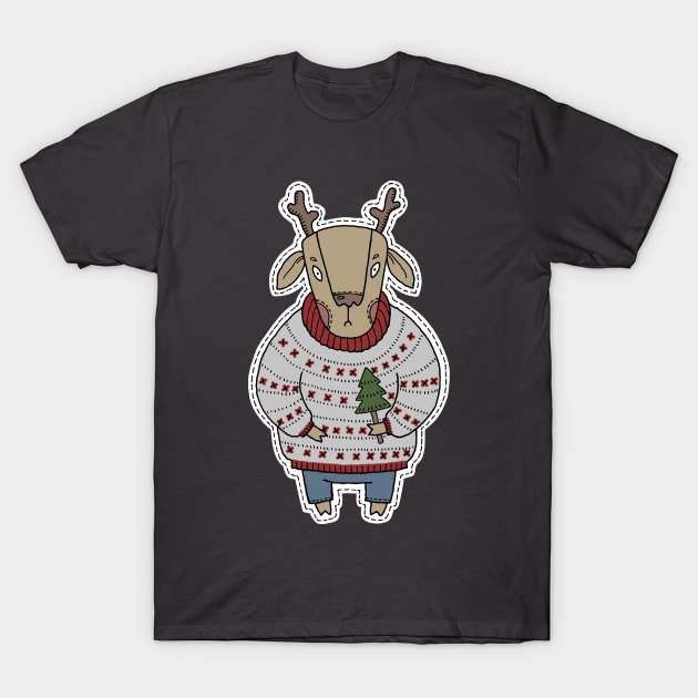 Christmas Deer T-Shirt by crazypangolin